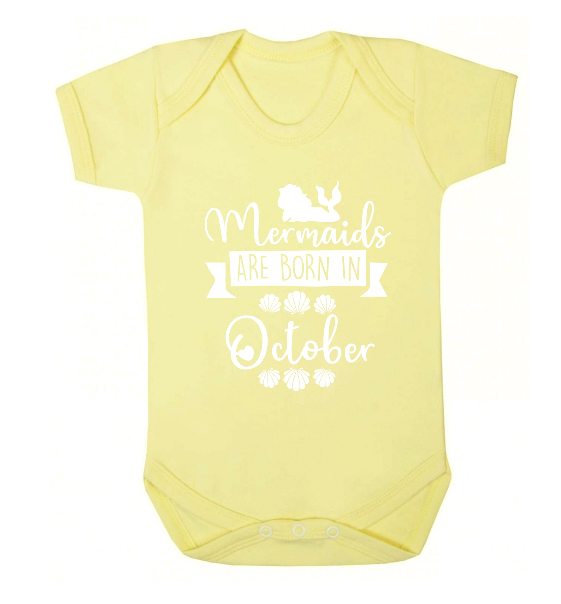 Mermaids are born in October Baby Vest pale yellow 18-24 months