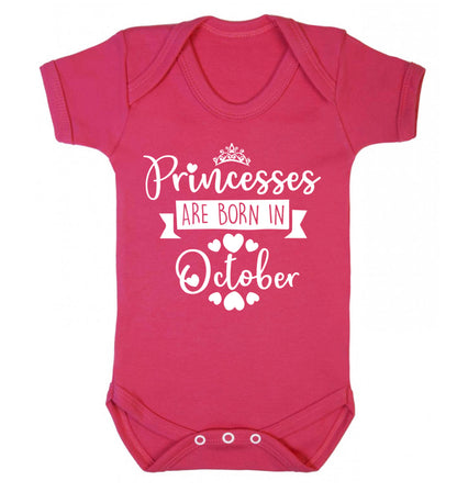 Princesses are born in October Baby Vest dark pink 18-24 months