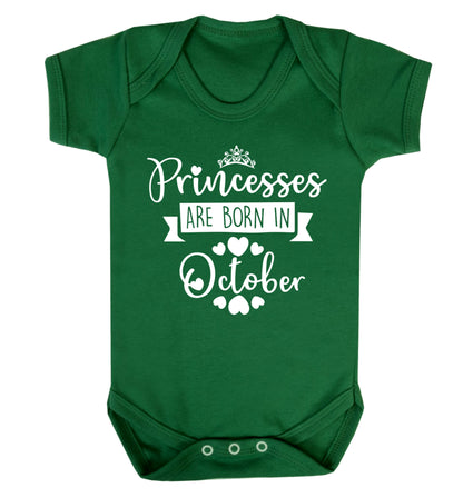 Princesses are born in October Baby Vest green 18-24 months