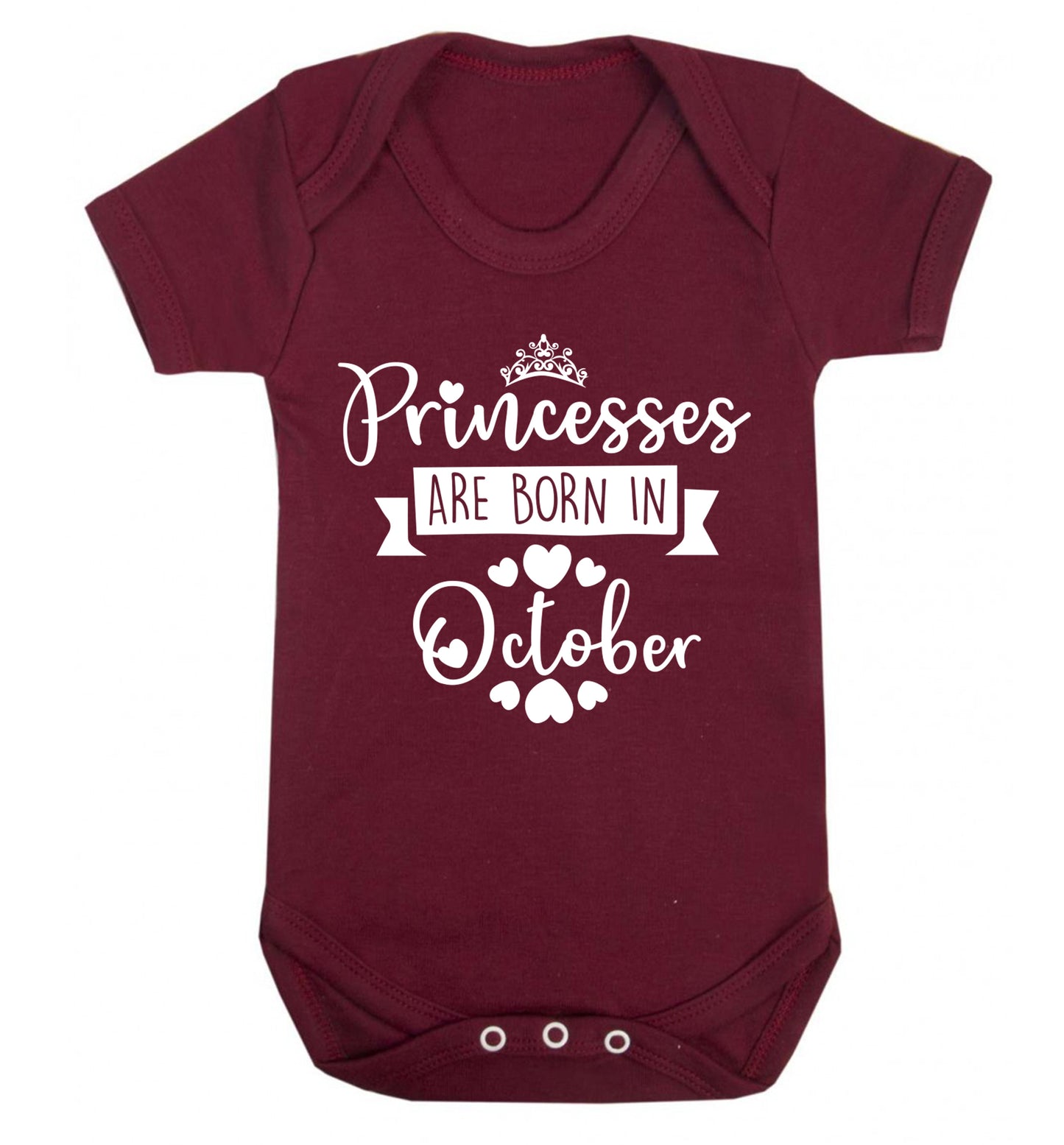 Princesses are born in October Baby Vest maroon 18-24 months