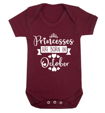 Princesses are born in October Baby Vest maroon 18-24 months