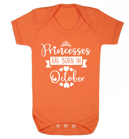 Princesses are born in October Baby Vest orange 18-24 months