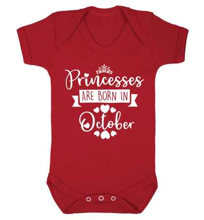 Princesses are born in October Baby Vest red 18-24 months