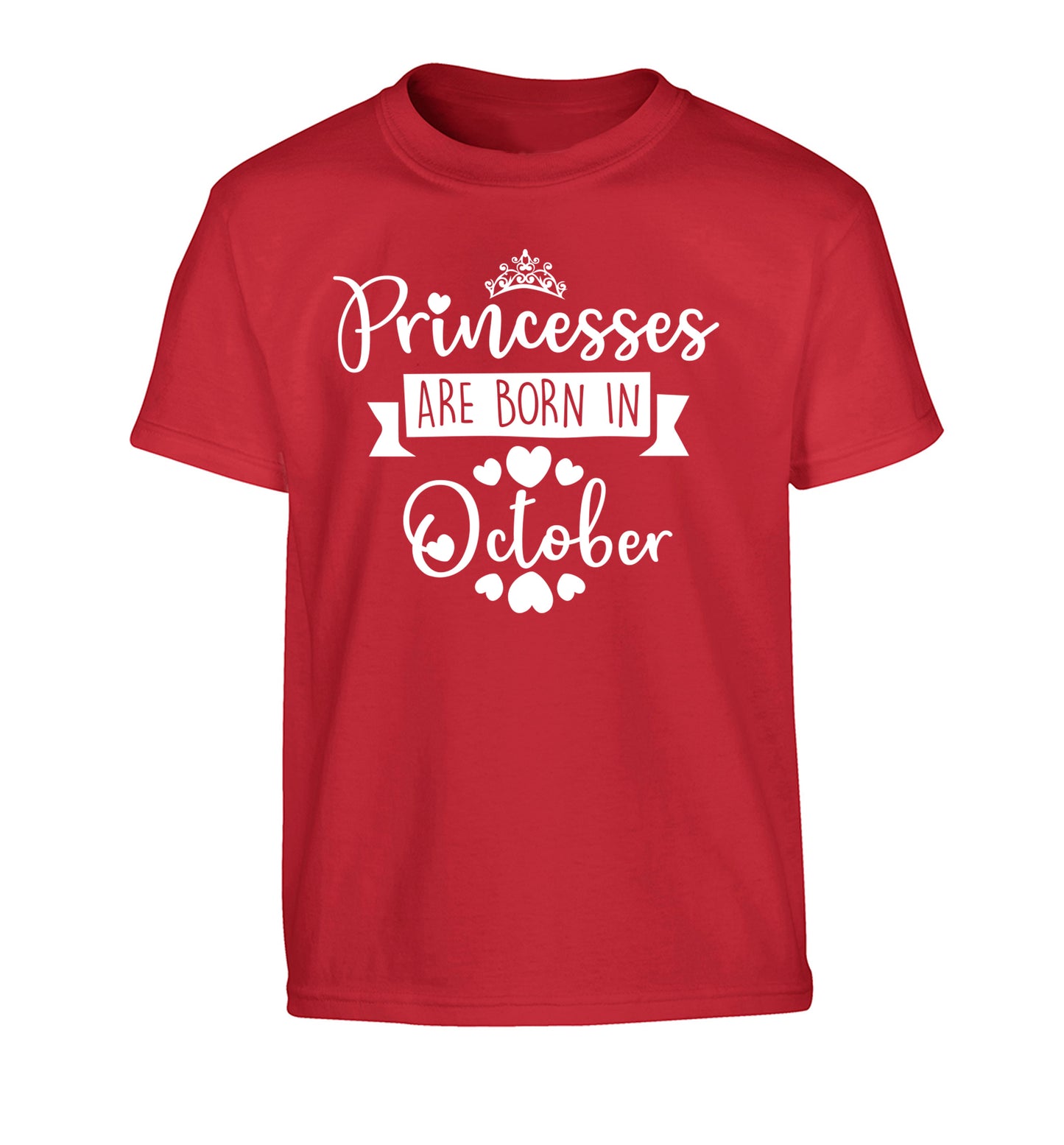 Princesses are born in October Children's red Tshirt 12-13 Years