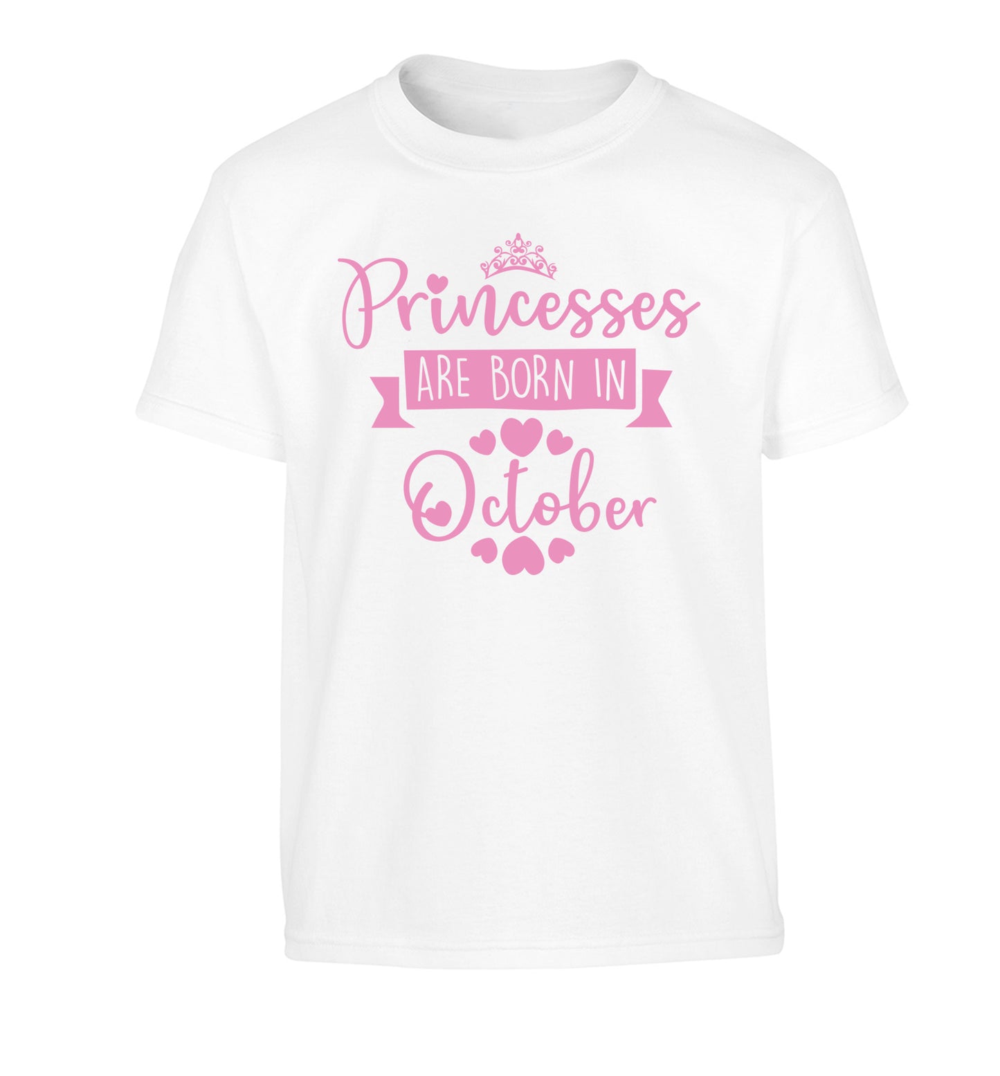 Princesses are born in October Children's white Tshirt 12-13 Years