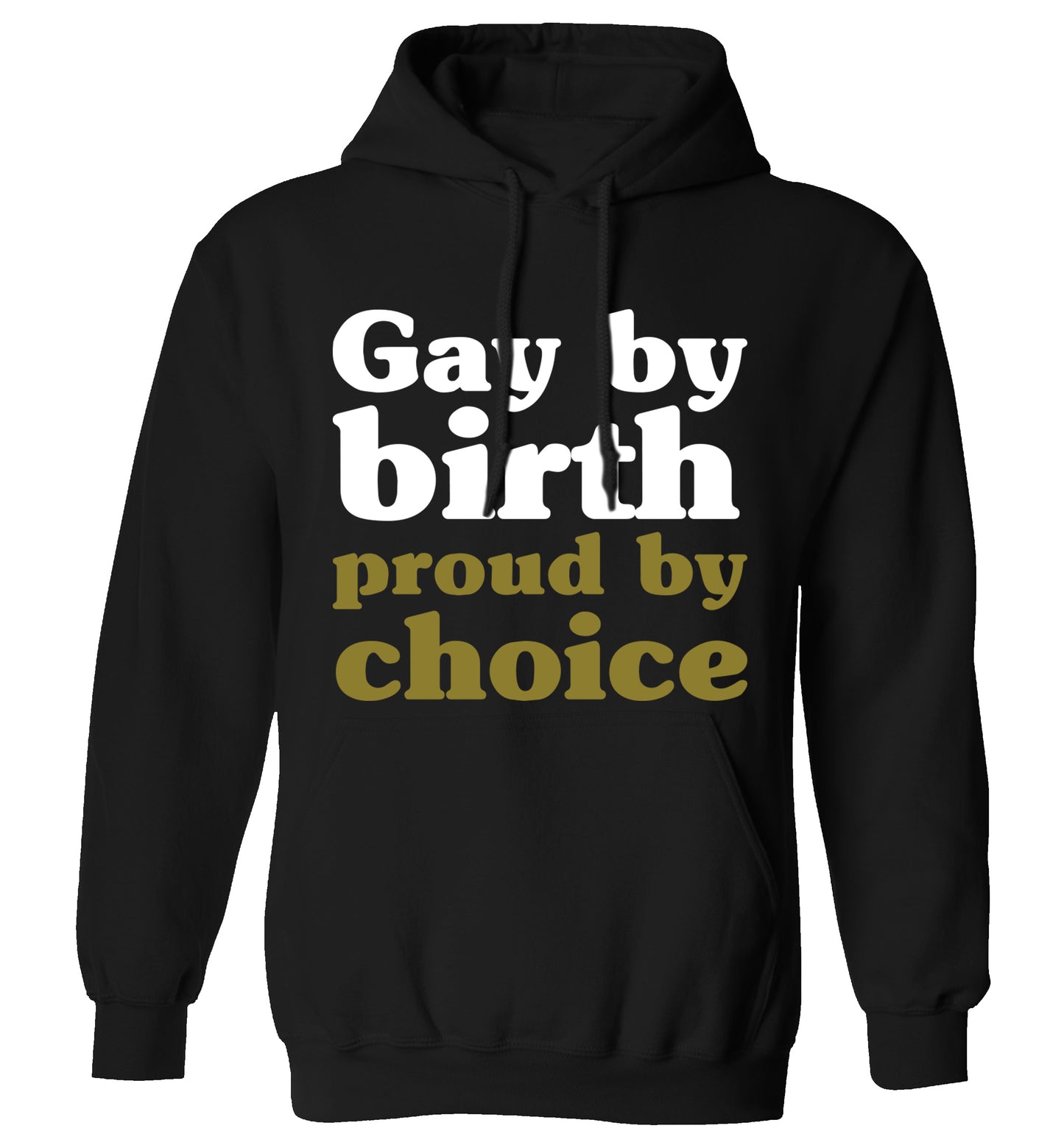 Gay by birth proud by choice adults unisex black hoodie 2XL