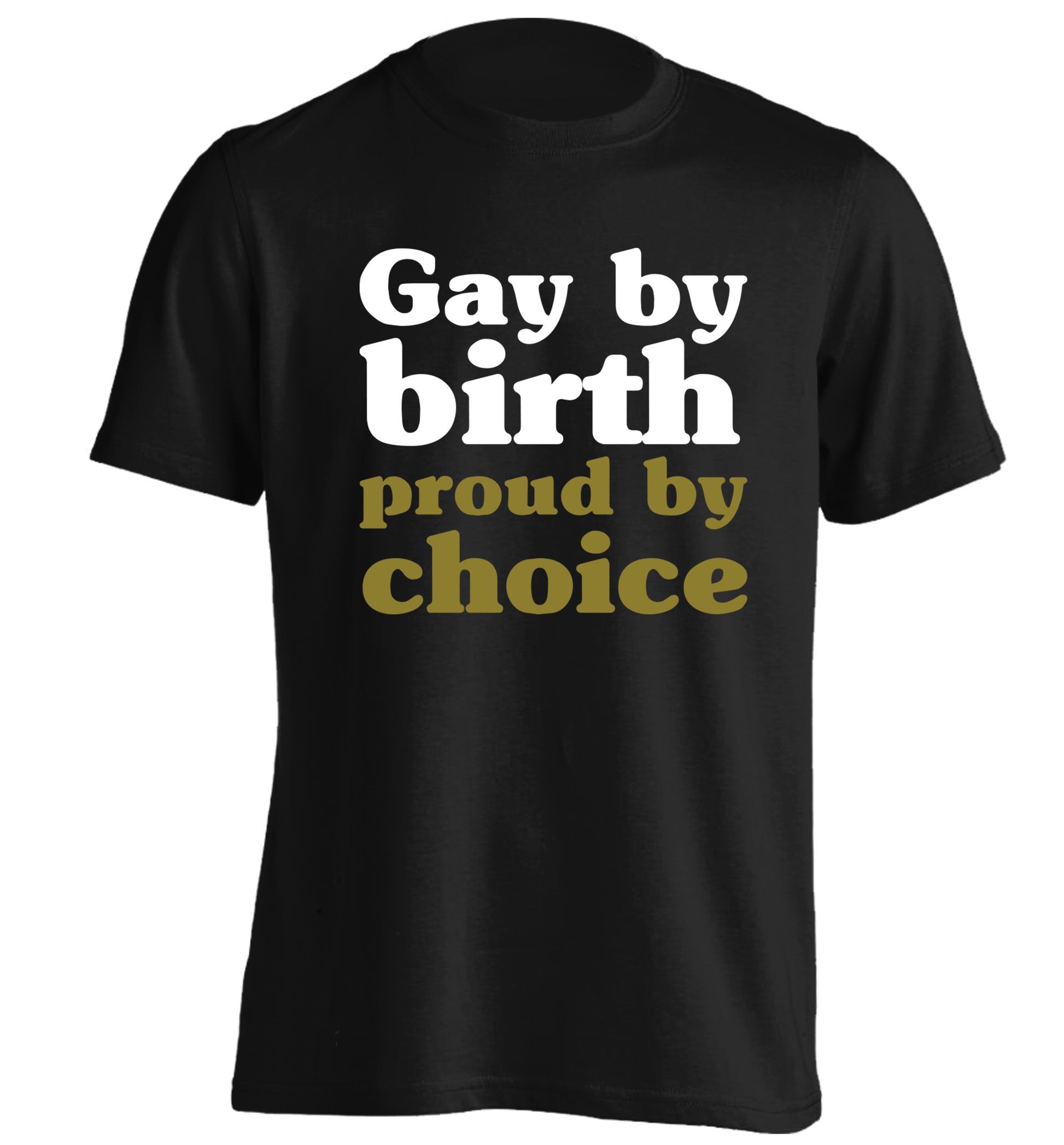 Gay by birth proud by choice adults unisex black Tshirt 2XL