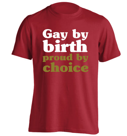 Gay by birth proud by choice adults unisex red Tshirt 2XL