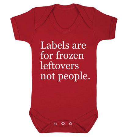 Labels are for frozen leftovers not people. Baby Vest red 18-24 months
