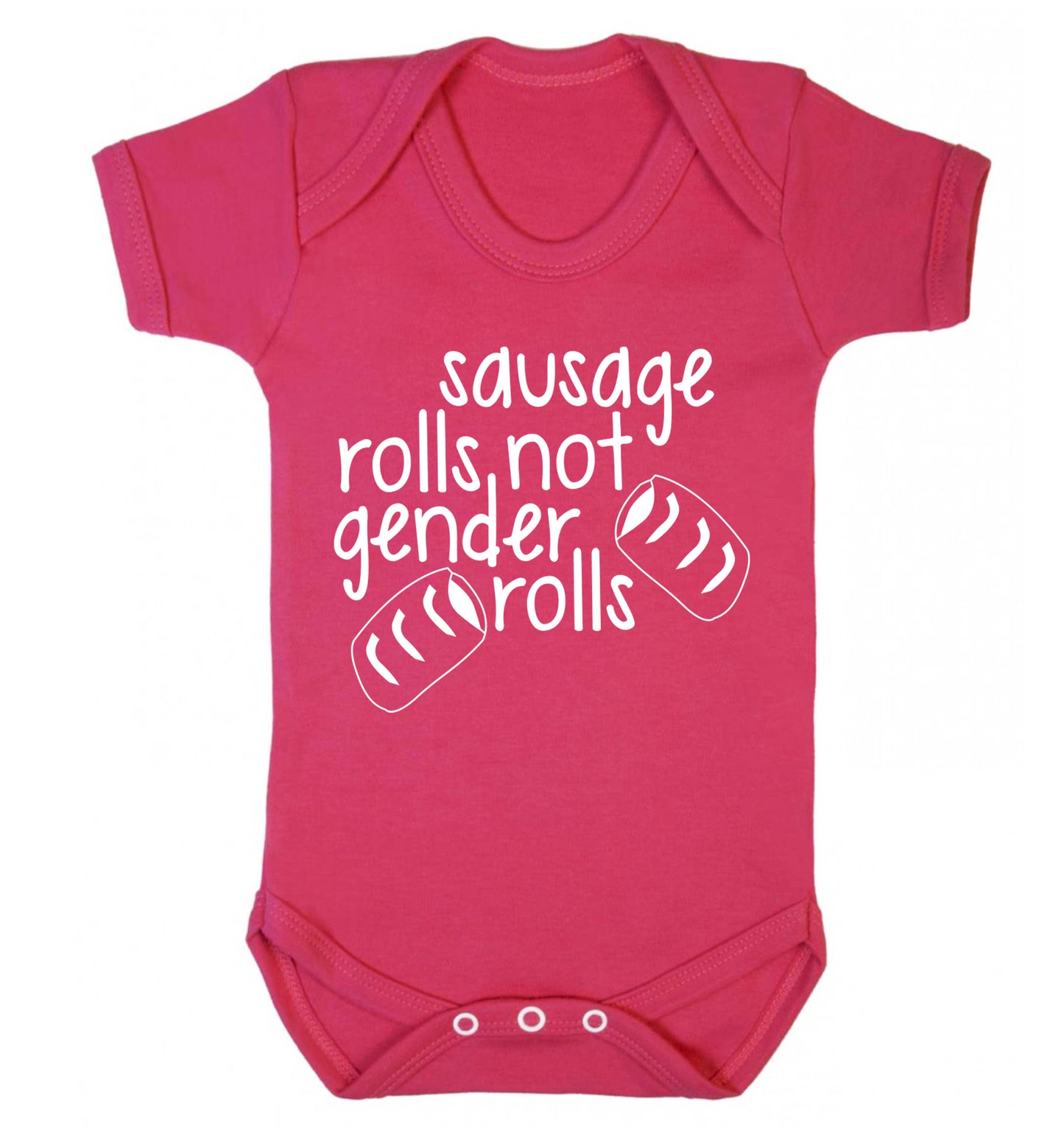 Sausage rolls not gender rolls Baby Vest dark pink 18-24 months