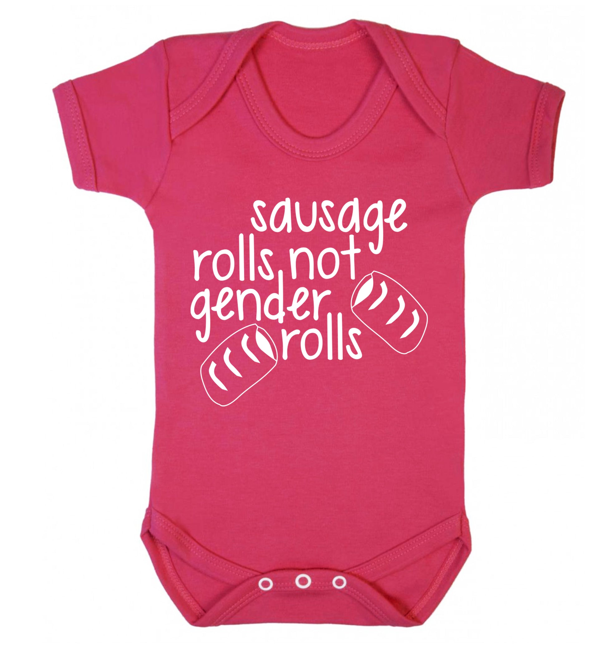 Sausage rolls not gender rolls Baby Vest dark pink 18-24 months