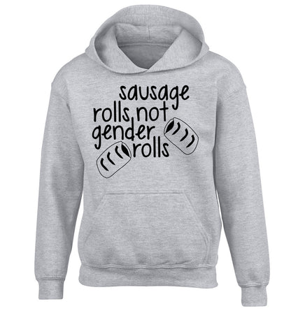 Sausage rolls not gender rolls children's grey hoodie 12-13 Years