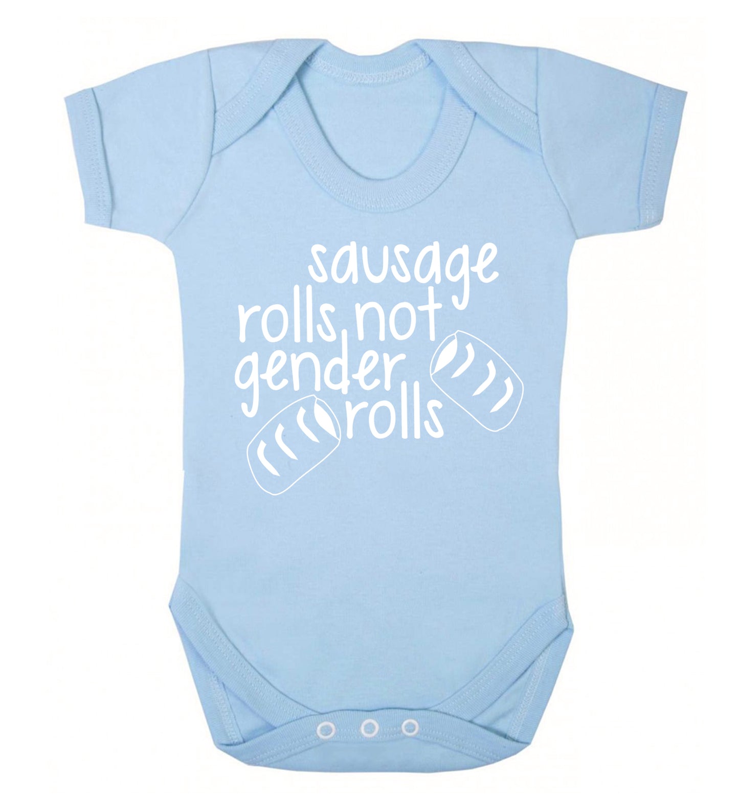 Sausage rolls not gender rolls Baby Vest pale blue 18-24 months