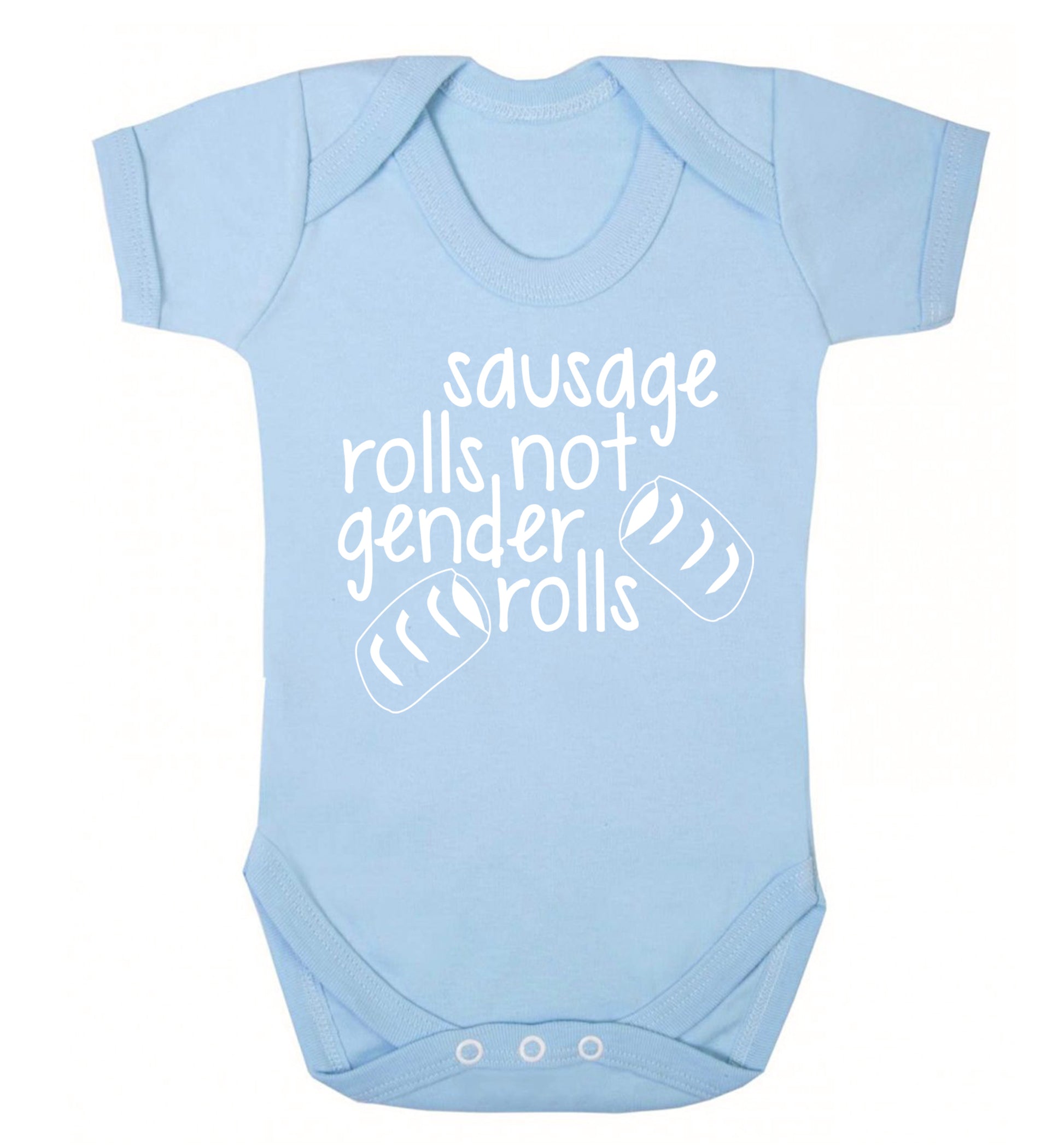 Sausage rolls not gender rolls Baby Vest pale blue 18-24 months