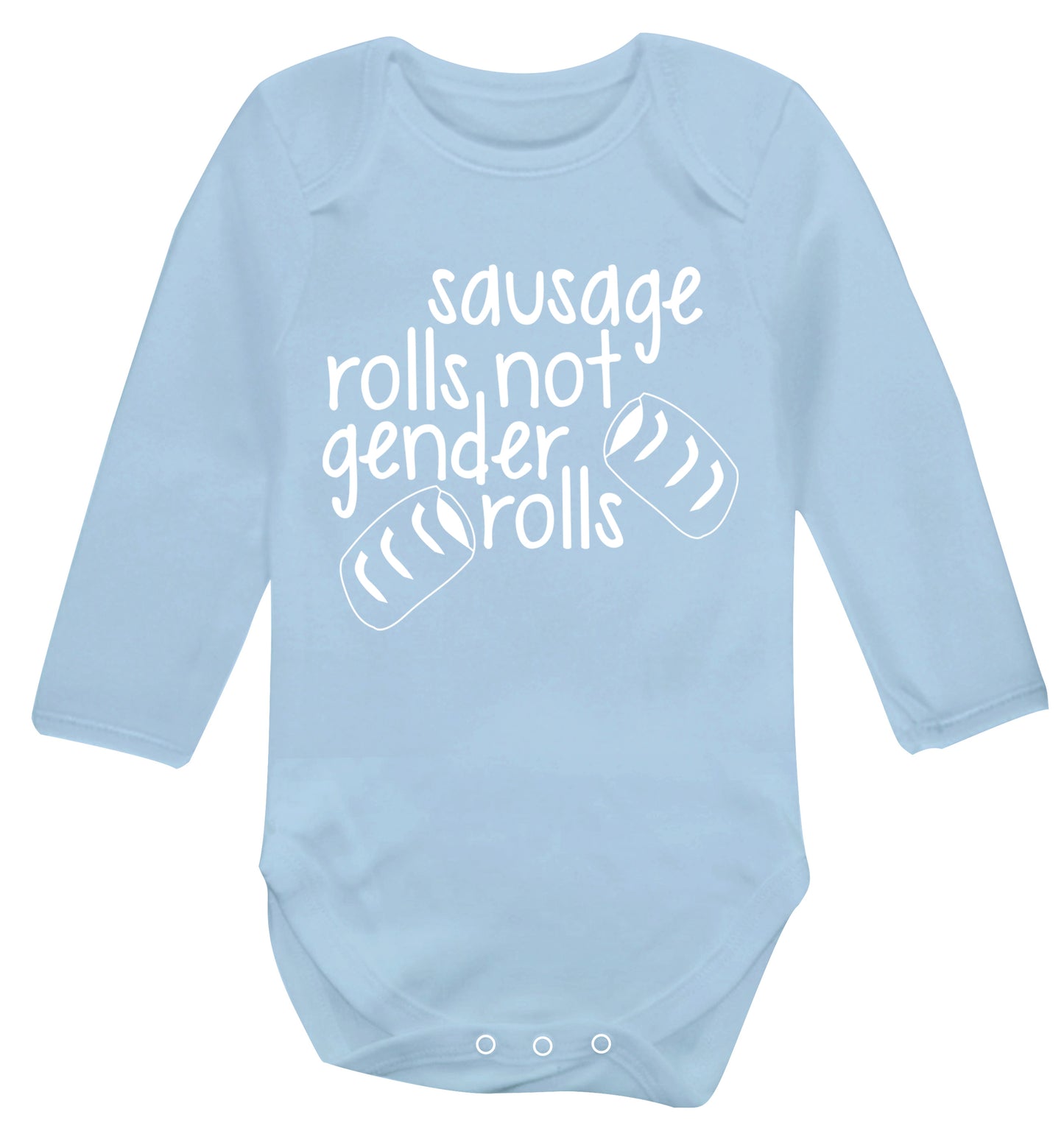 Sausage rolls not gender rolls Baby Vest long sleeved pale blue 6-12 months