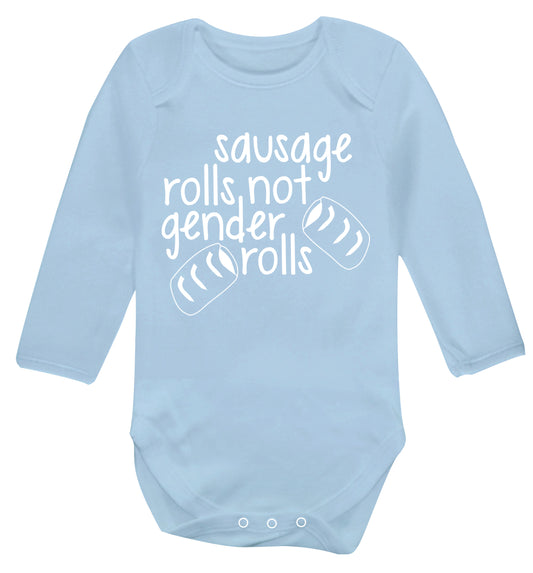 Sausage rolls not gender rolls Baby Vest long sleeved pale blue 6-12 months