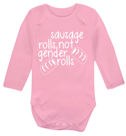 Sausage rolls not gender rolls Baby Vest long sleeved pale pink 6-12 months