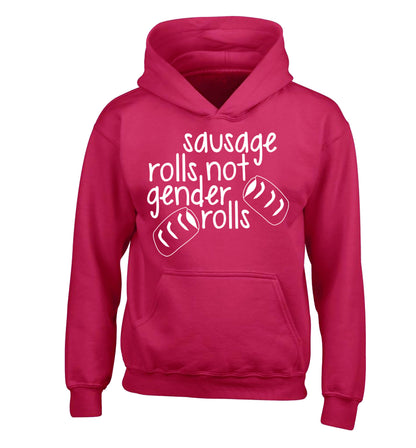 Sausage rolls not gender rolls children's pink hoodie 12-13 Years