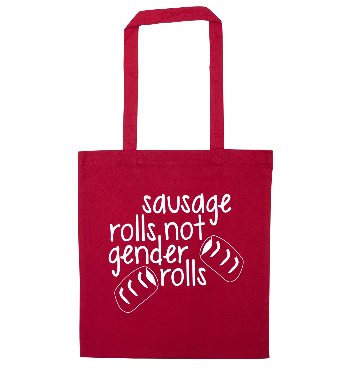 Sausage rolls not gender rolls red tote bag