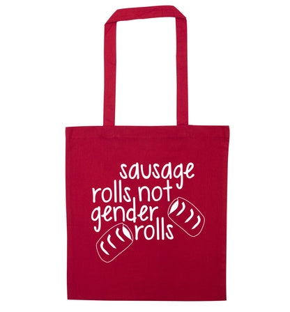 Sausage rolls not gender rolls red tote bag