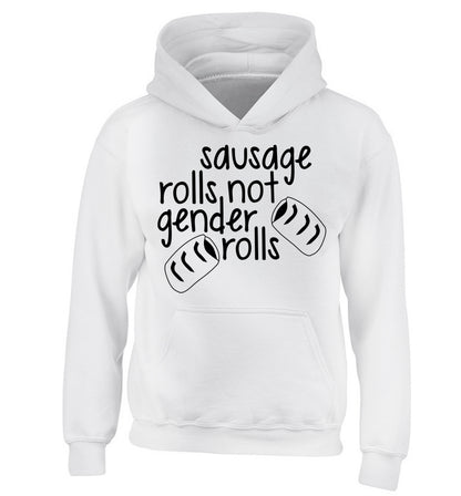 Sausage rolls not gender rolls children's white hoodie 12-13 Years