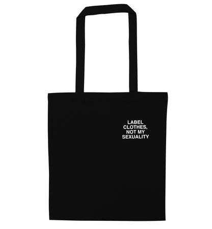 Label clothes not my sexuality pocket design black tote bag