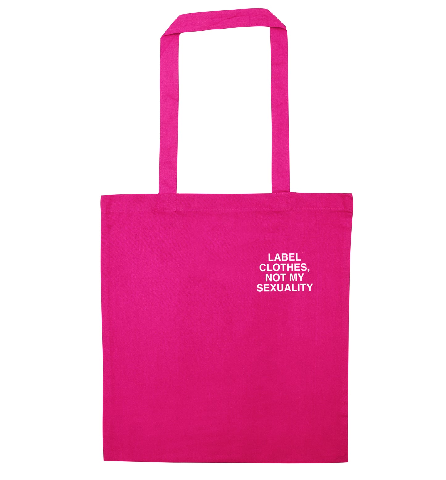 Label clothes not my sexuality pocket design pink tote bag