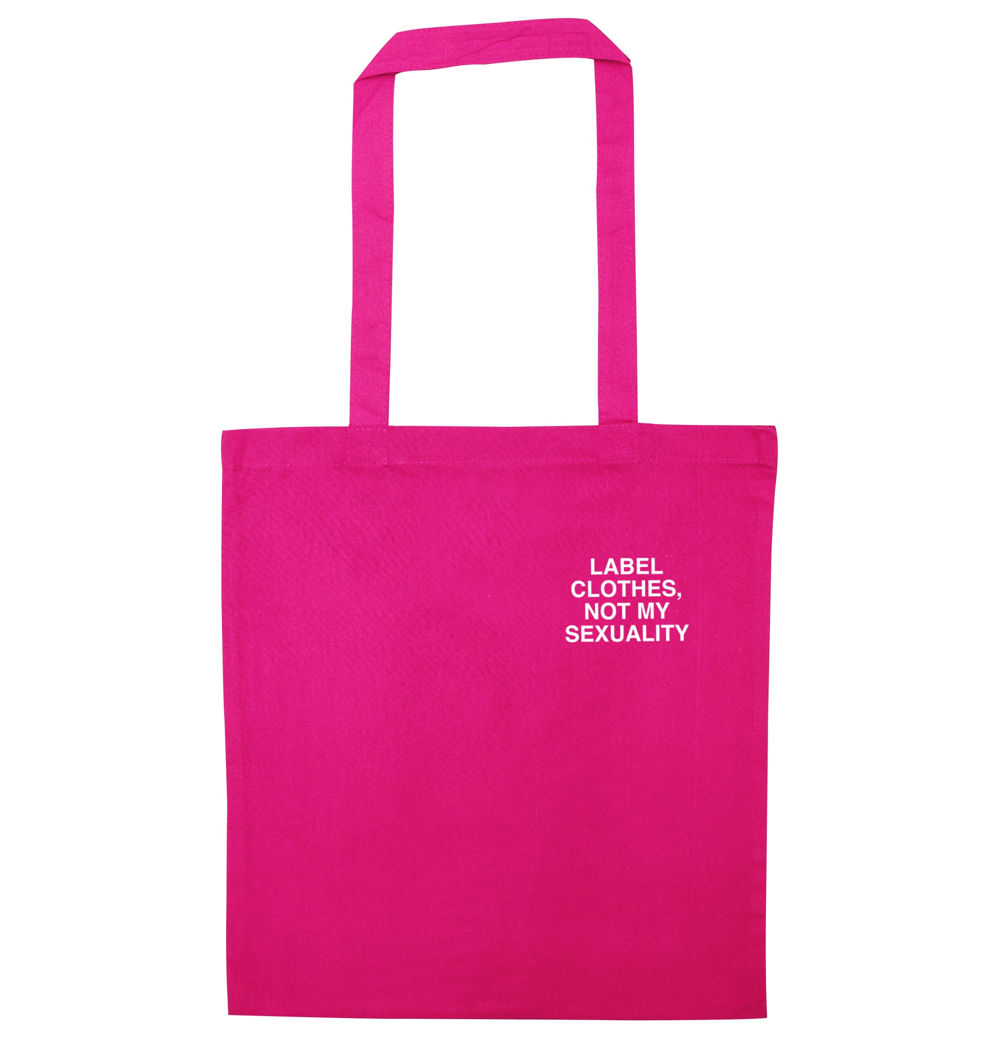 Label clothes not my sexuality pocket design pink tote bag