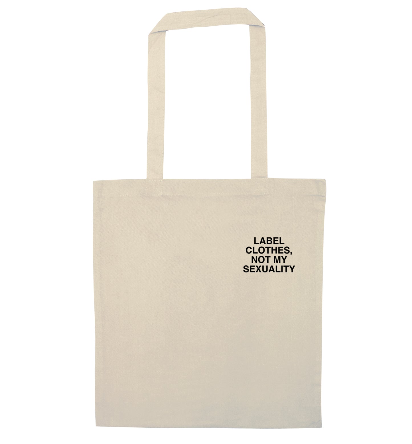 Label clothes not my sexuality pocket design natural tote bag