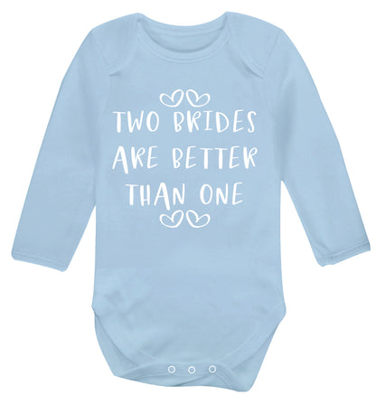 Two brides are better than one baby vest long sleeved pale blue 6-12 months