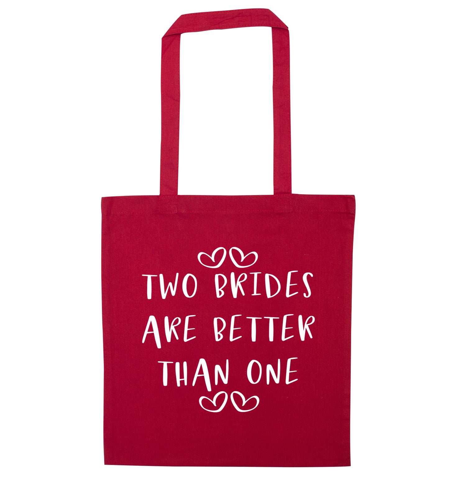 Two brides are better than one red tote bag