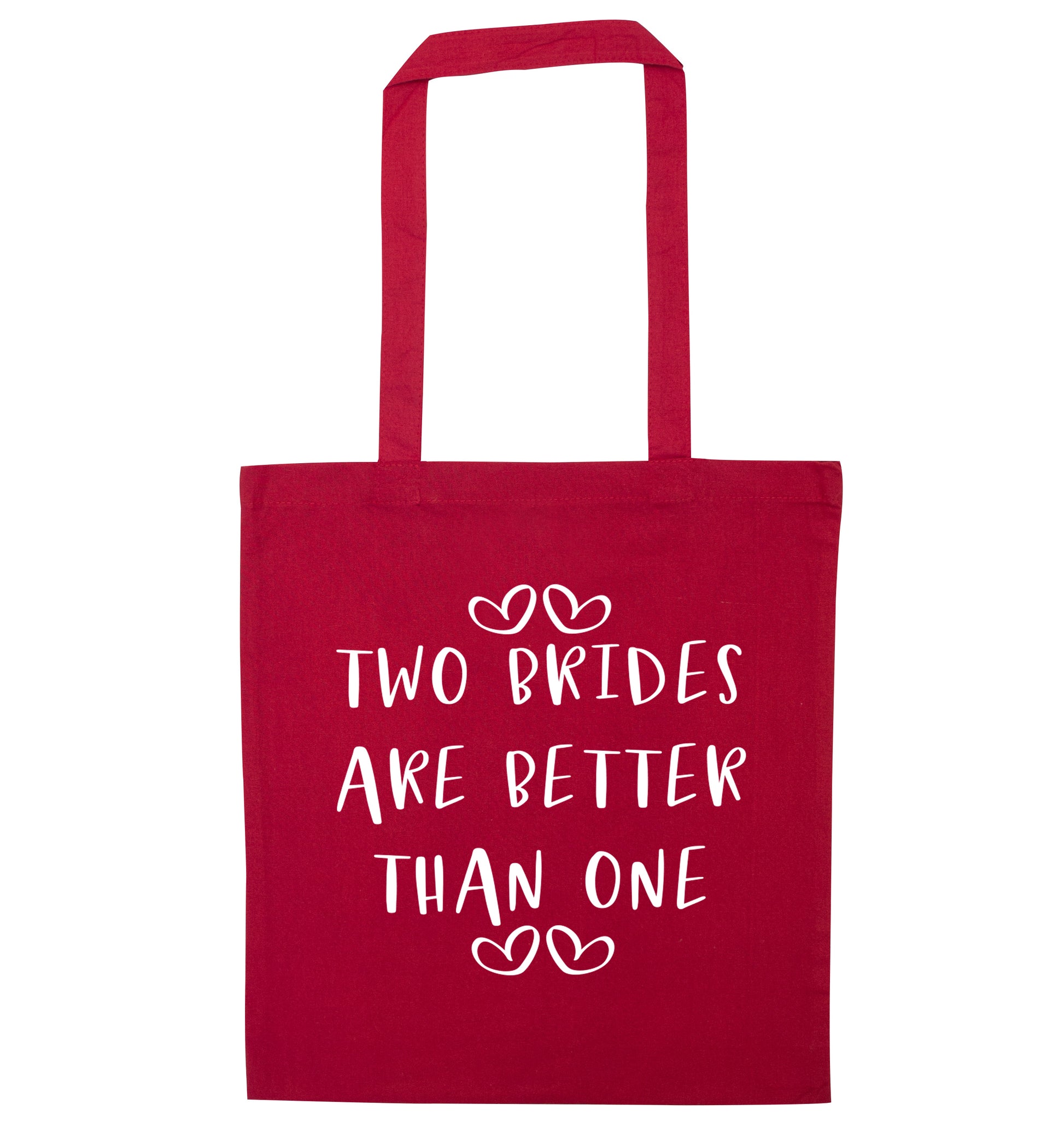 Two brides are better than one red tote bag