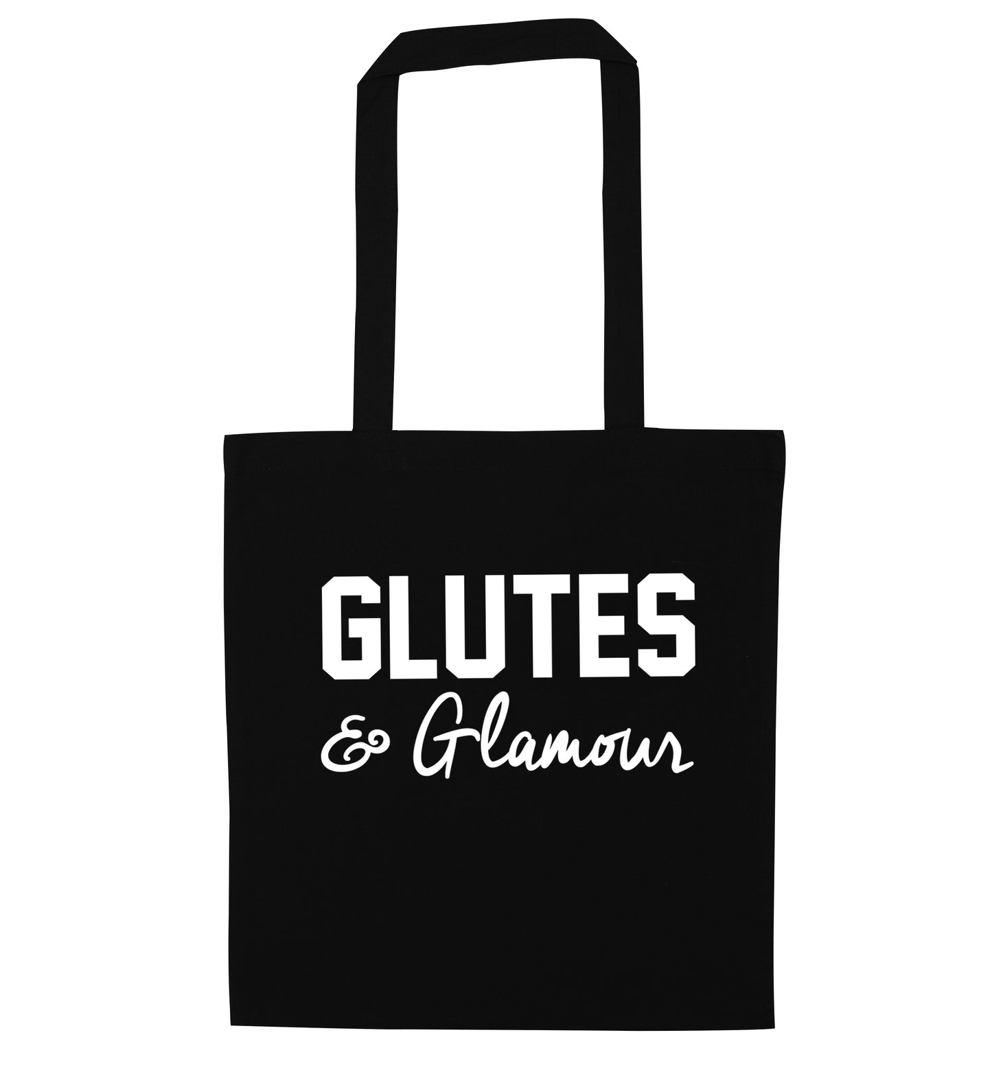Glutes and glamour black tote bag