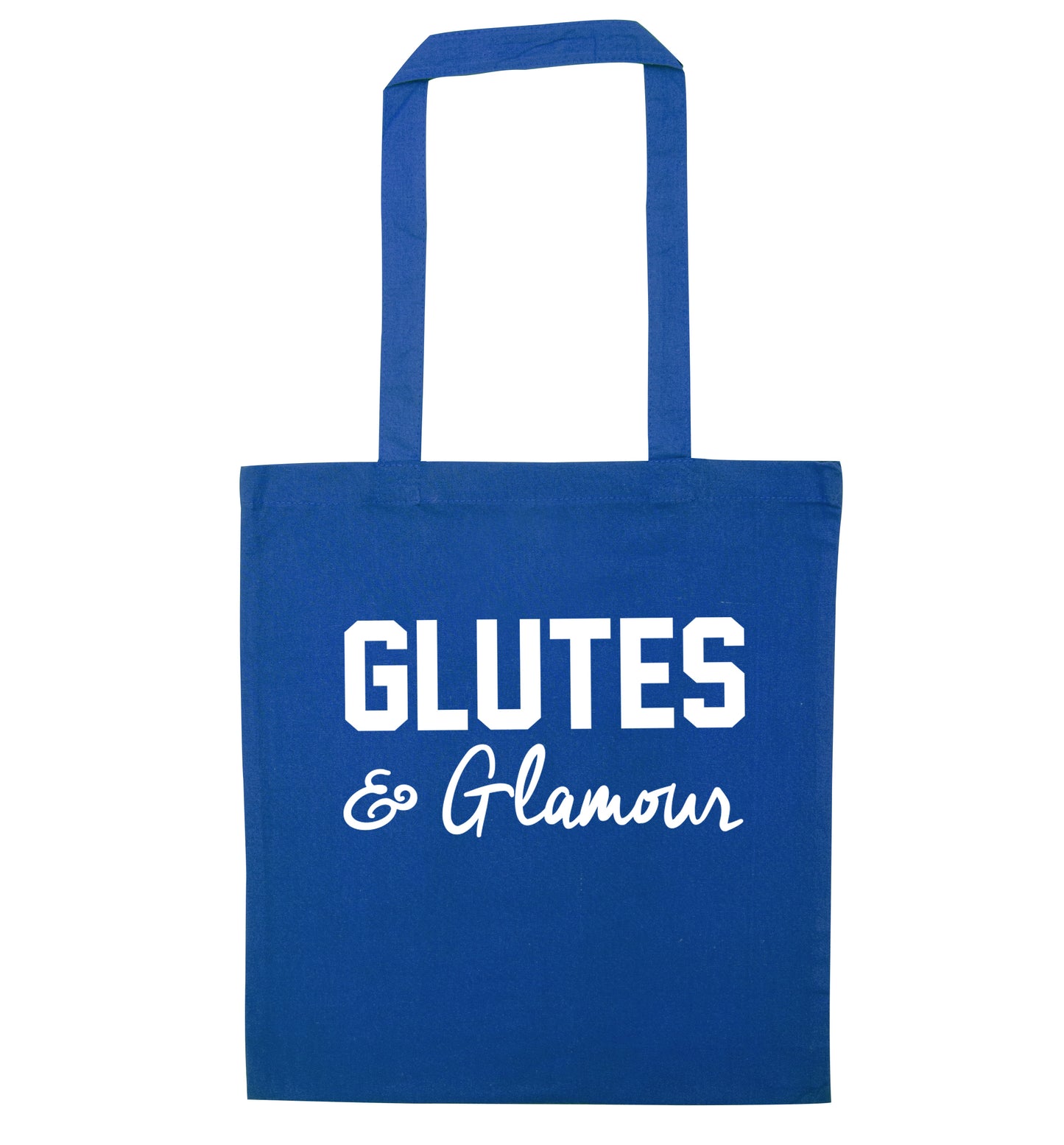 Glutes and glamour blue tote bag