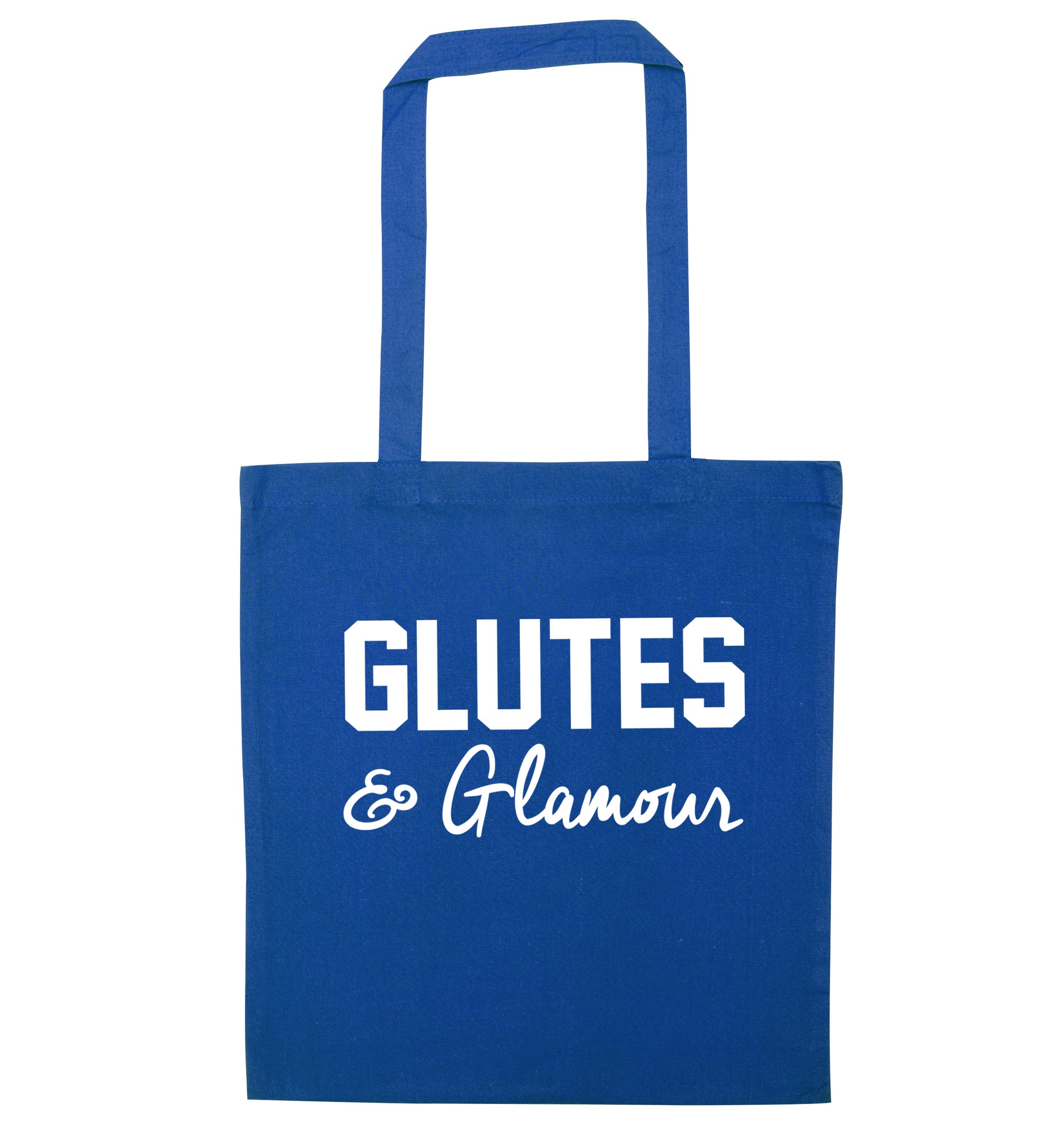 Glutes and glamour blue tote bag