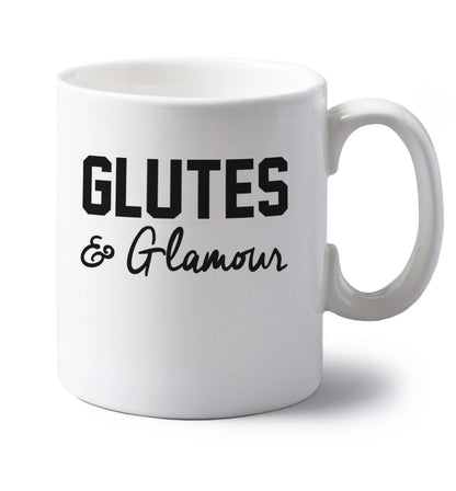 Glutes and glamour left handed white ceramic mug 