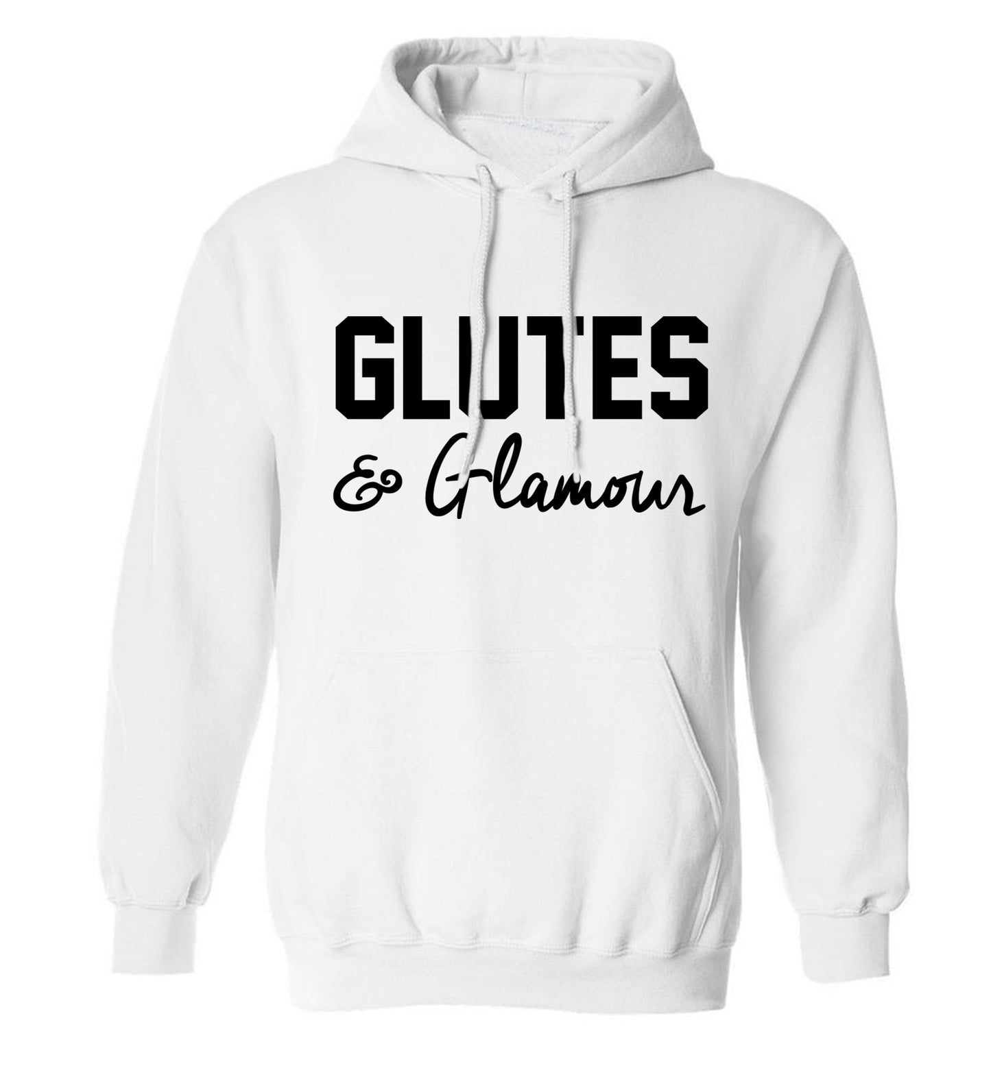 Glutes and glamour adults unisex white hoodie 2XL