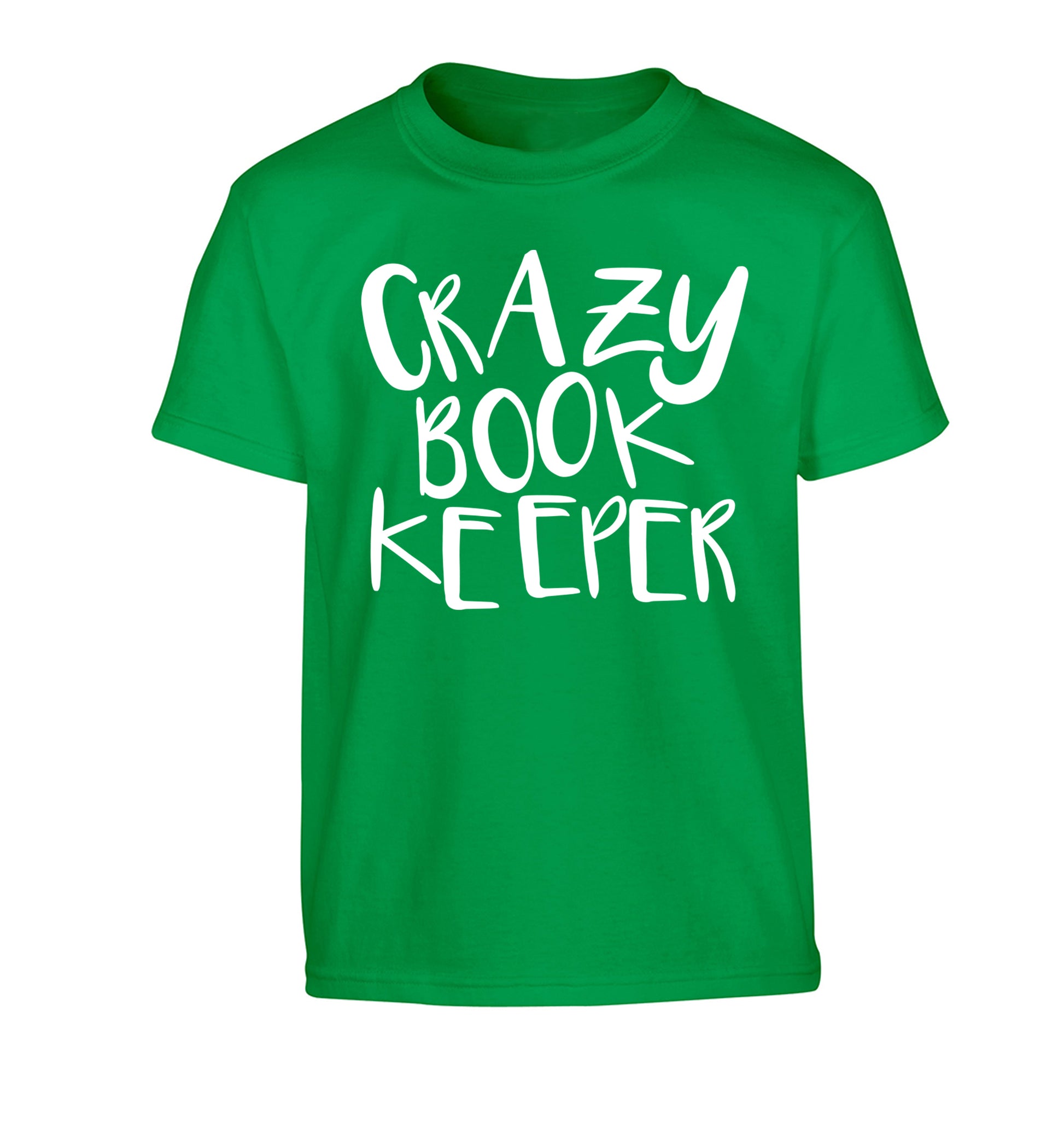 Crazy bookkeeper Children's green Tshirt 12-13 Years