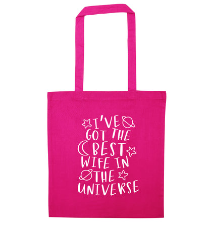 I've got the best wife in the universe pink tote bag