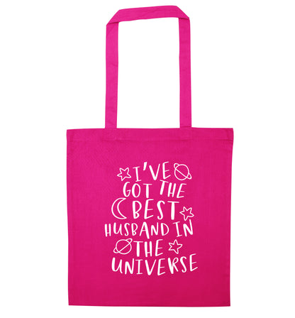 I've got the best husband in the universe pink tote bag