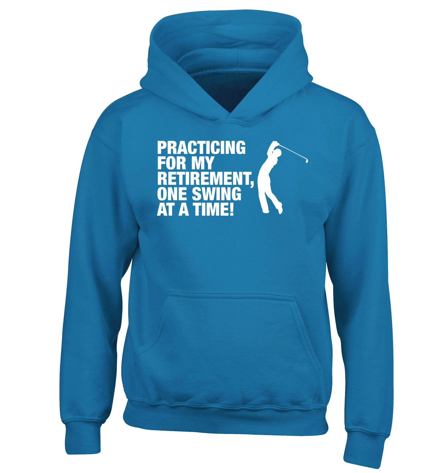 Practicing for my retirement one swing at a time children's blue hoodie 12-13 Years