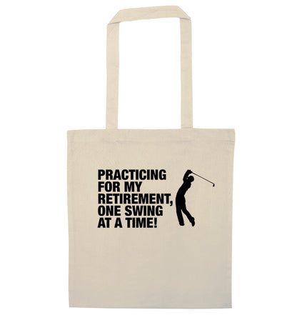 Practicing for my retirement one swing at a time natural tote bag