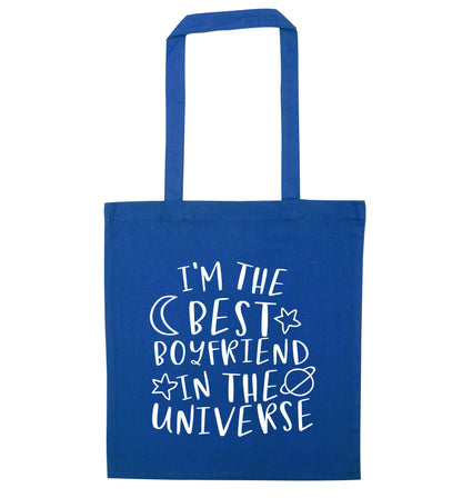I'm the best boyfriend in the universe blue tote bag