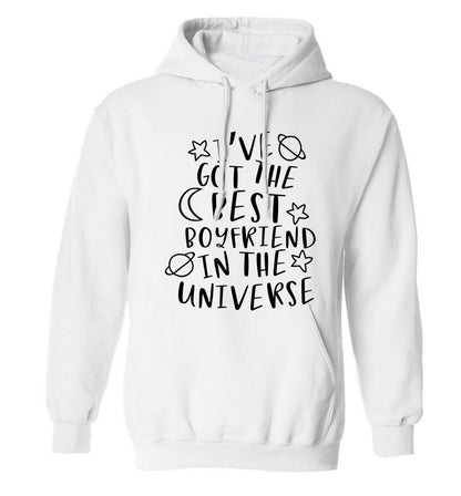 I've got the best boyfriend in the universe adults unisex white hoodie 2XL