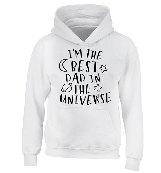 I'm the best dad in the universe children's white hoodie 12-13 Years