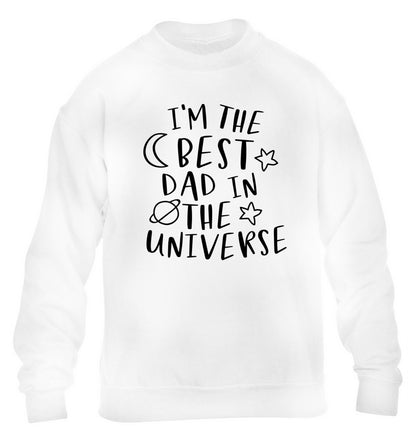 I'm the best dad in the universe children's white sweater 12-13 Years