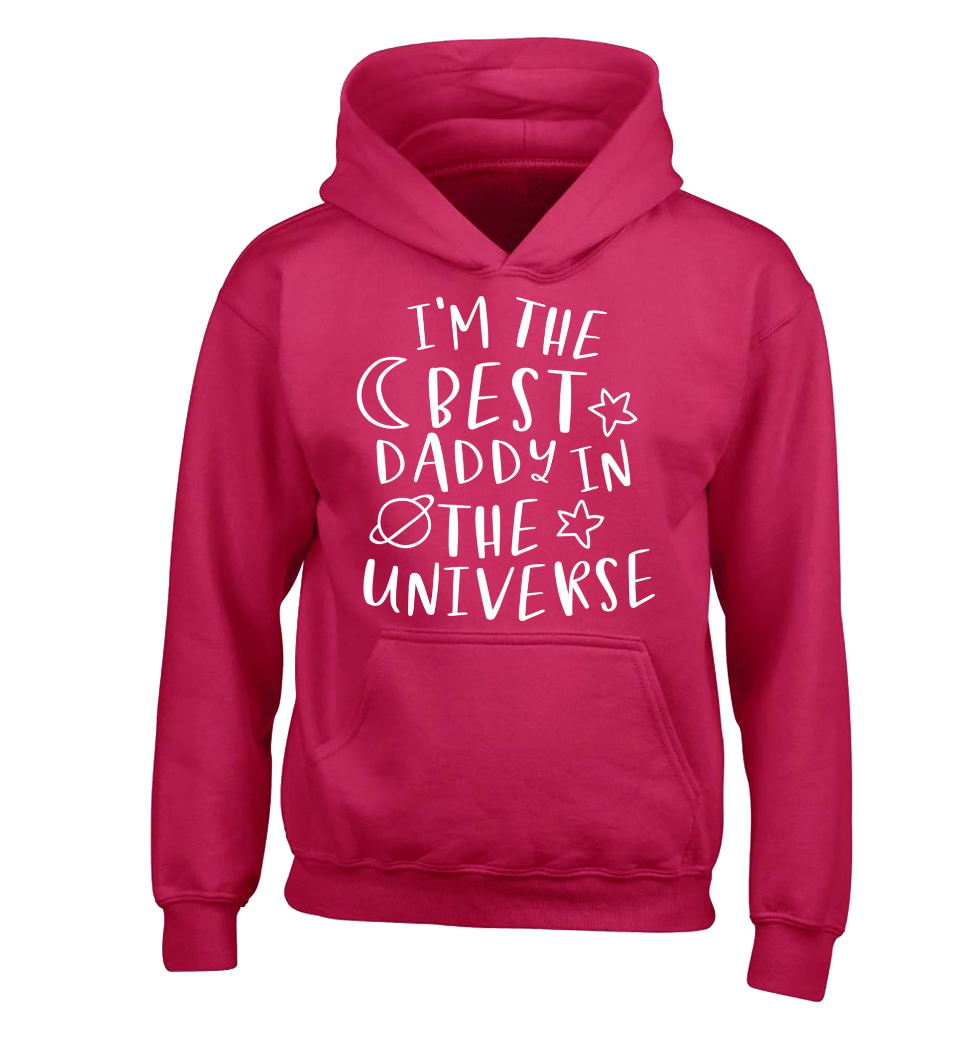 I'm the best daddy in the universe children's pink hoodie 12-13 Years