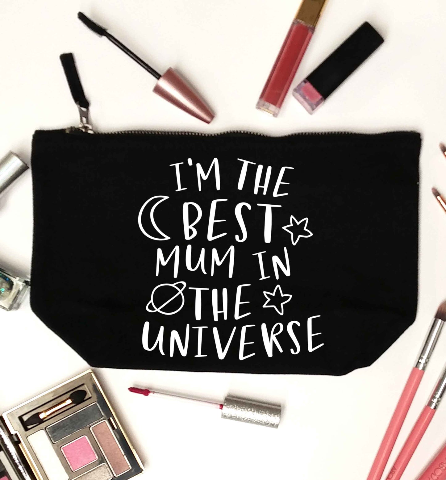 I'm the best mum in the universe black makeup bag