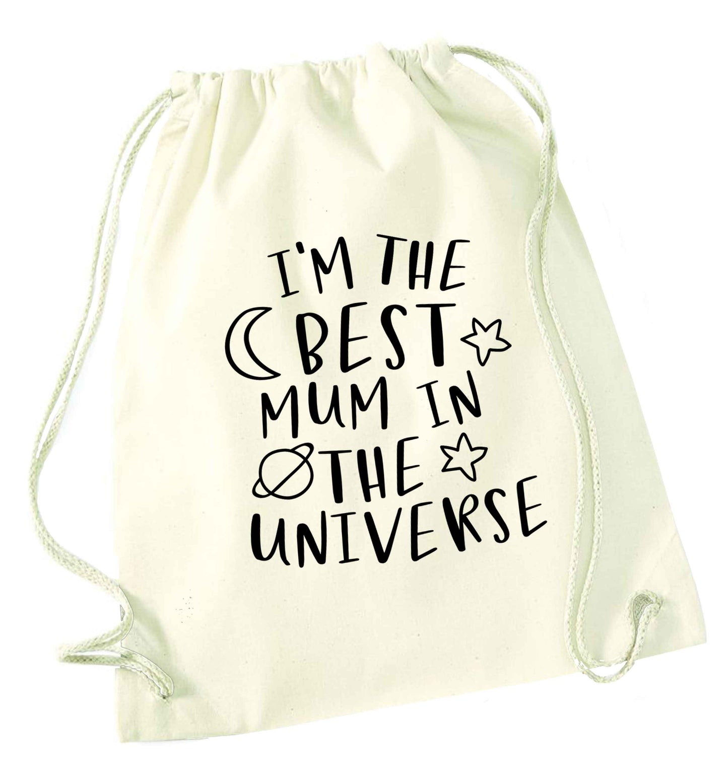 I'm the best mum in the universe natural drawstring bag