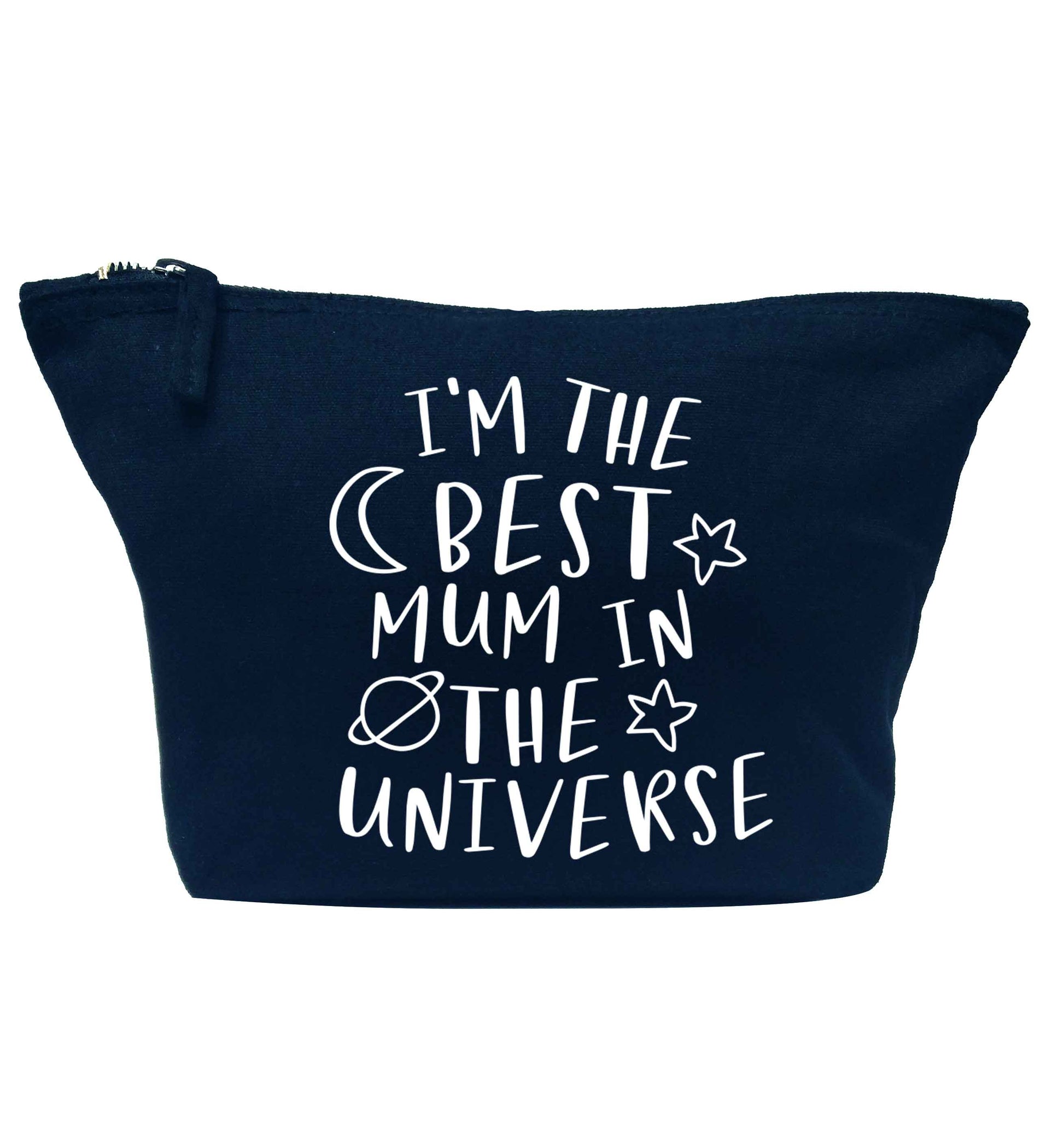 I'm the best mum in the universe navy makeup bag